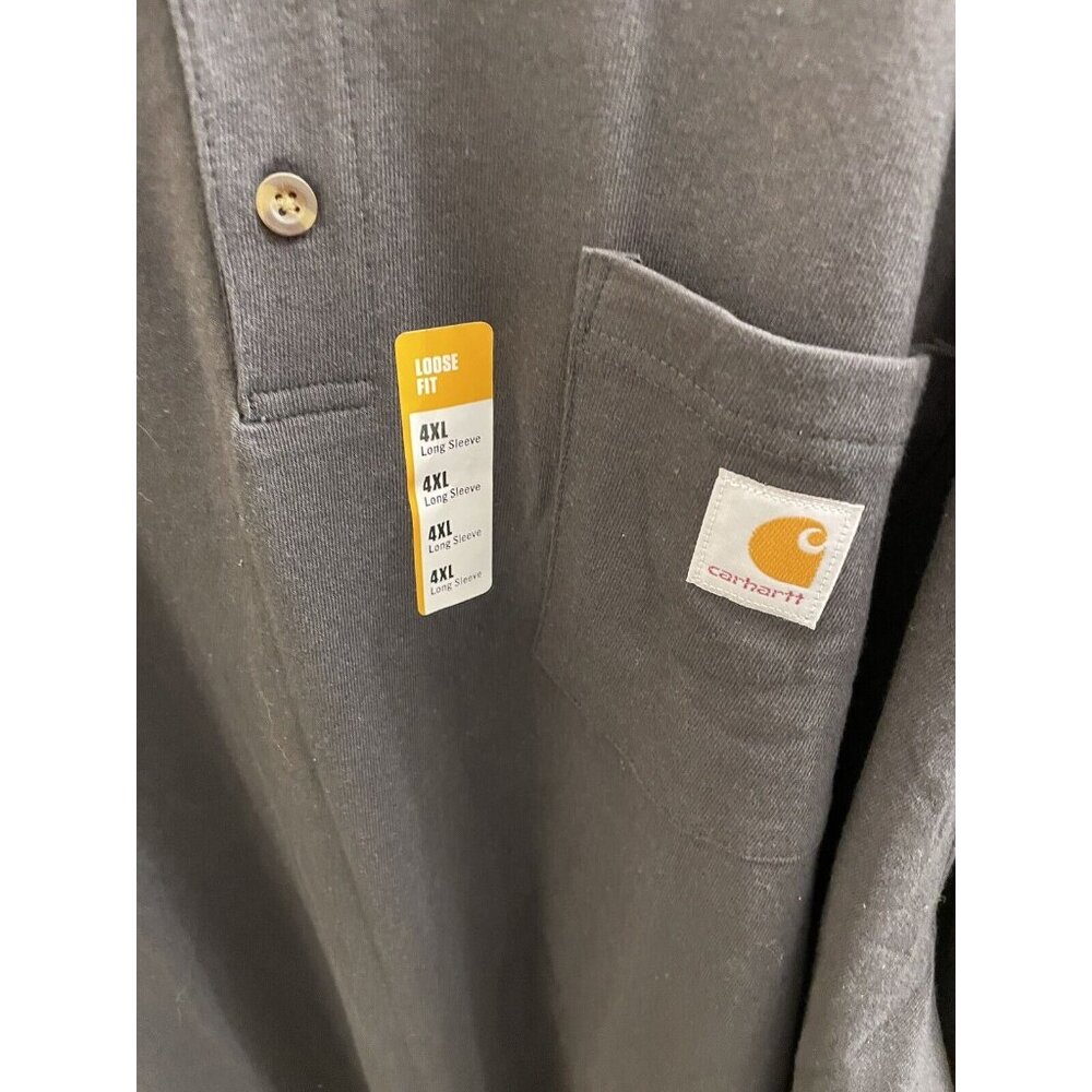 Carhartt Long Sleeve Henley Black 4x Shirt Model TK0128-M - Picture 7 of 10